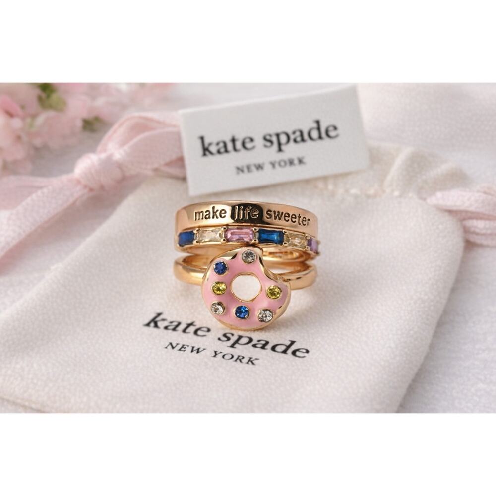 Kate Spade Coffee Break Donut Stackable Ring Set … - image 1